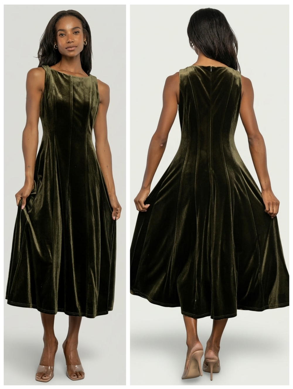 Baltic Born Annika Olive Velvet Midi Dress